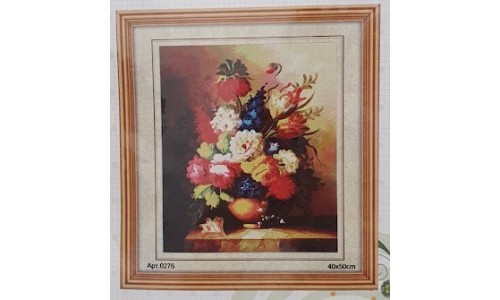 Siuvinėjimo paveikslas su siūlais Gėlės