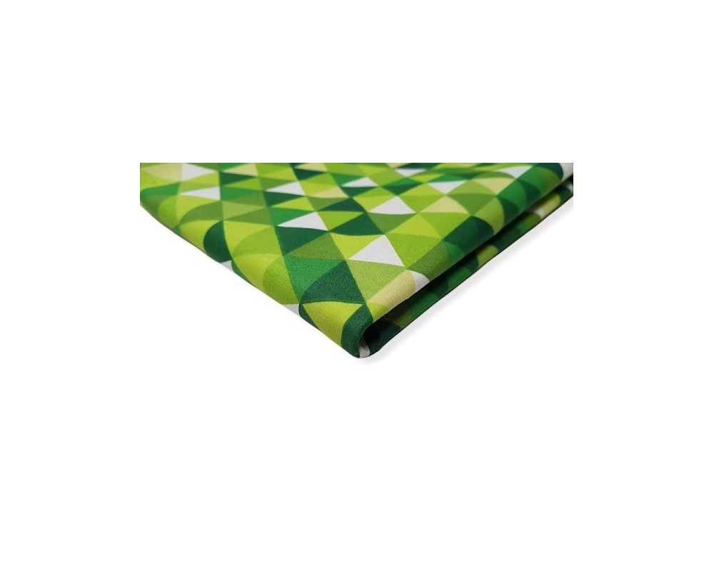 Medvilnė - drobelė Žali trikampiai - 1