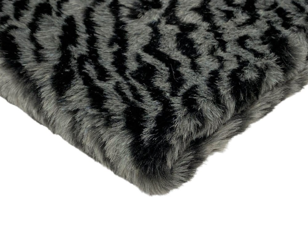 Artificial fur Dark grey Zebra - one