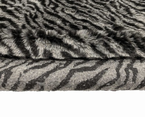 Artificial fur Dark grey Zebra - one