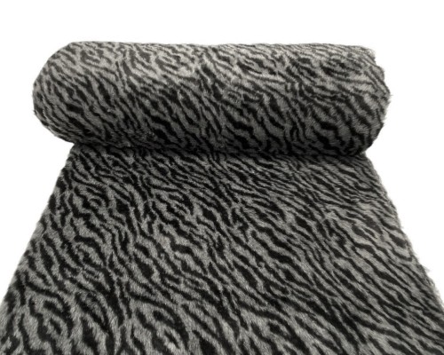 Artificial fur Dark grey Zebra - one