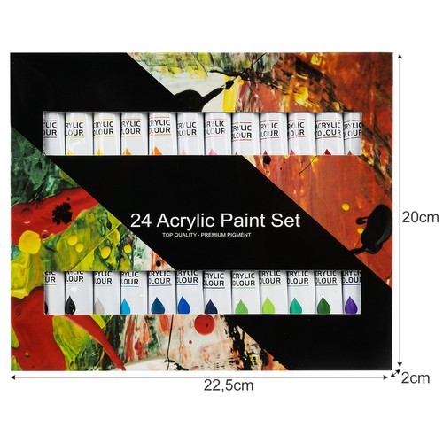 Akriliniai dažai 24 spalvos po 12ml - 1