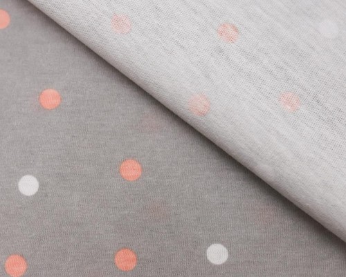 Cotton jersey White and orange dots in grey - 1