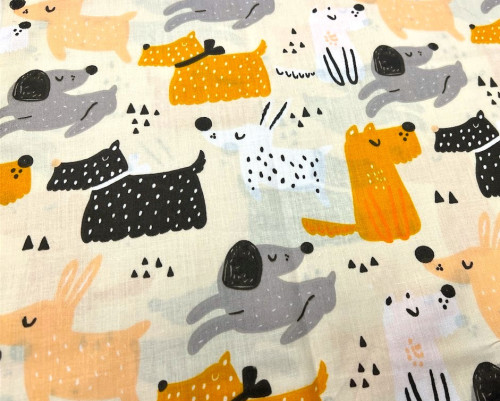 Cotton - cloth Dogs in yellow - 2