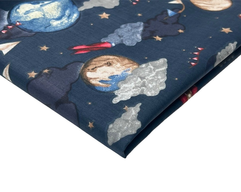 Cotton - cloth Space in the dark blue - 1