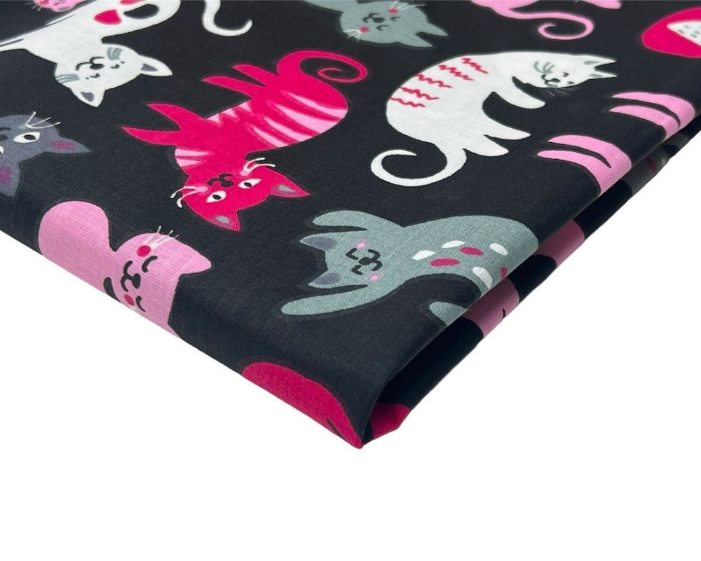 Cotton cloth Cat in black - 1