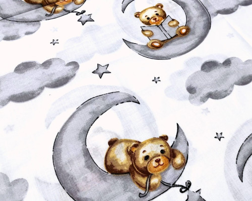 Cotton - cloth Bear and moon - 1