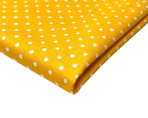 Cotton - canvas White polka dots in yellow BROKUOTA