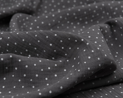 Muslin with dots Dark grey