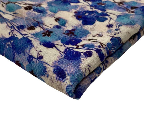 Viscose fabric with linen Cornflowers