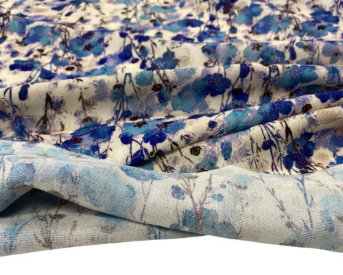 Viscose fabric with linen Cornflowers