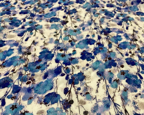 Viscose fabric with linen Cornflowers