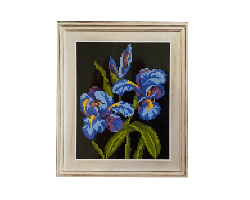 Sewing painting Blue flowers - 1