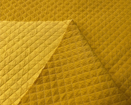 Dvipusis, dygsniuotas muslinas Medaus geltona - 1