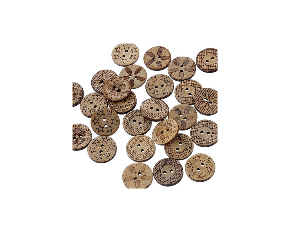 Coconut button 17mm Letters - 1