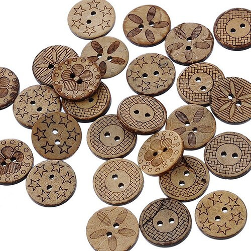 Coconut button 17mm Letters - 1