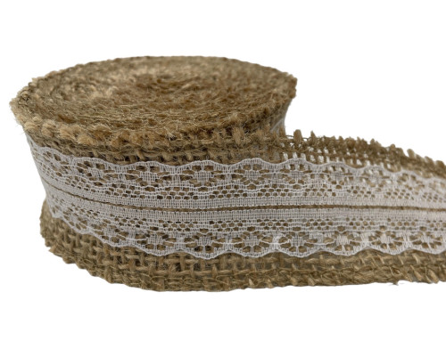 Jute ribbon with lace 5m | 2 sizes