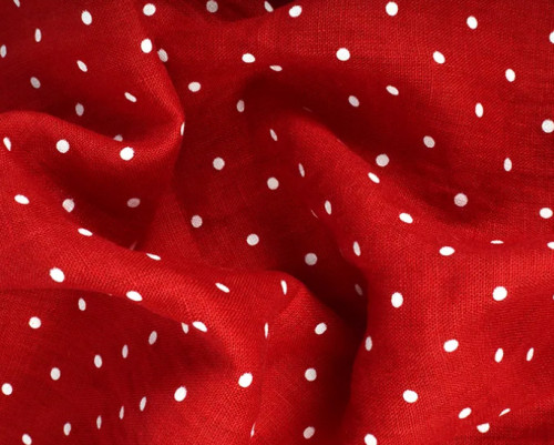 Soft linen Red with dots - 1