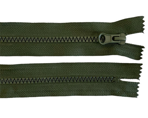 Plastic zipper 16cm Khaki