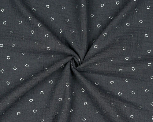 Muslin Silver heart in the dark gray - 1