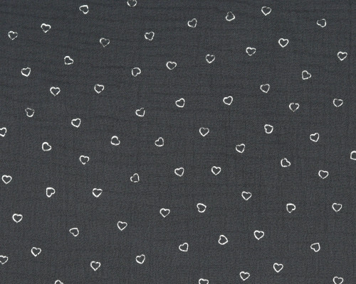 Muslin Silver heart in the dark gray - 1