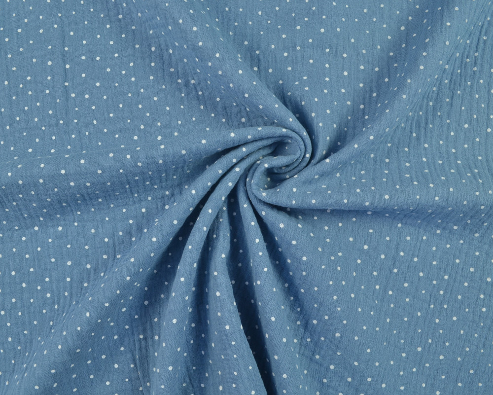 Muslin white dots in blue jeans - 1