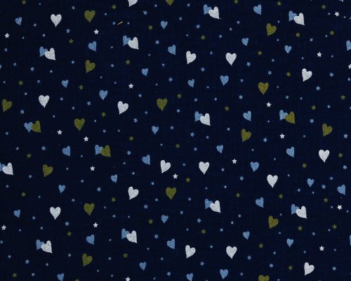 Muslinas Širdelės ir žvaigždutės tamsiai mėlyname - 2