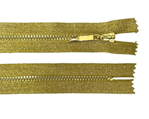 Decorative zip 16cm. Gold