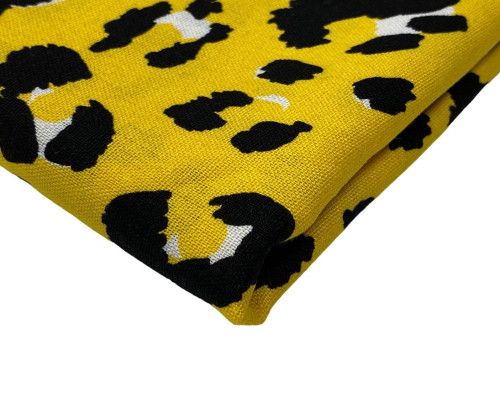 Viscose cloth with leopard lettering in yellow - 1