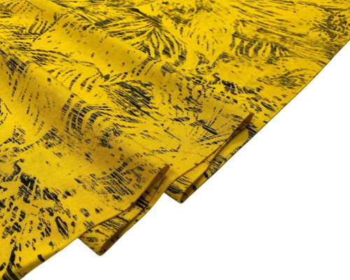 Viscose cloth with flax Pale yellow leaves - 2