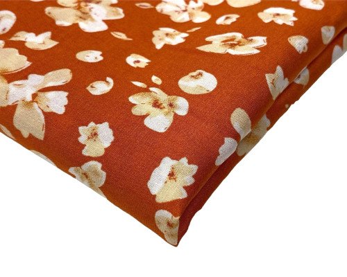 Viskozinis audinys Gėlių žiedai oranžiniame - 1