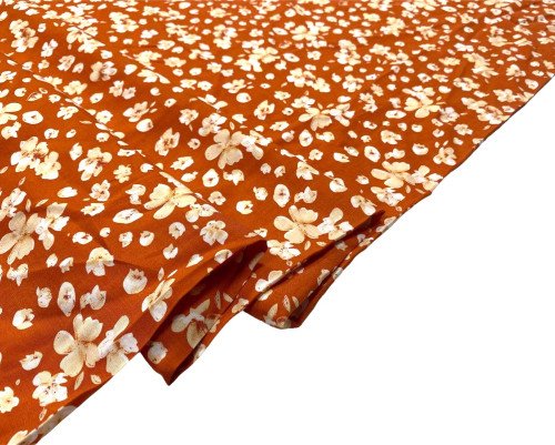 Viskozinis audinys Gėlių žiedai oranžiniame - 2