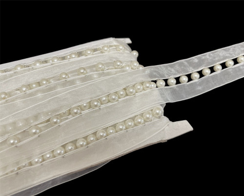 Organza strip with beads 35 mm - 1