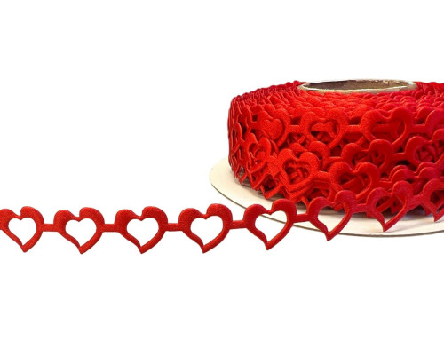 Decorative ribbon of red hearts - 1