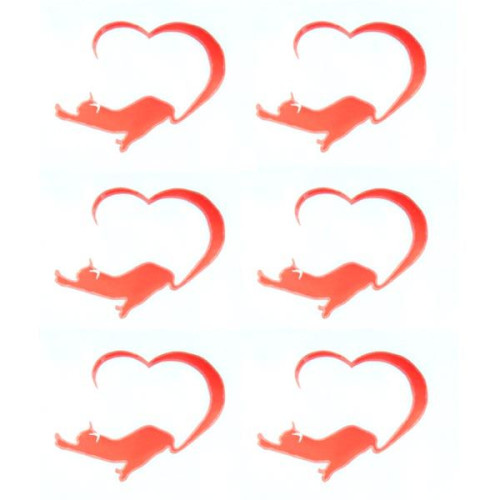 Applique Red cat in heart | 6pcs