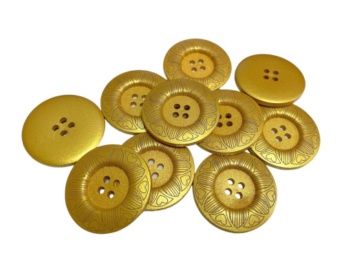 Wood button 40 mm Gold with inscription No 628 - 1