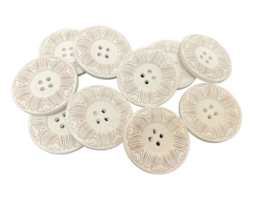 Wood button 40 mm White with inscription No 630 - 1