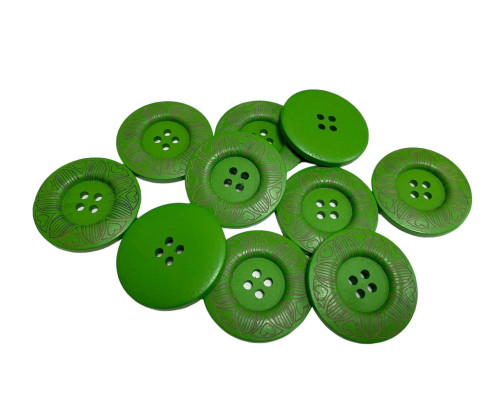 Wood button 40 mm Green with inscription No 631 - 1