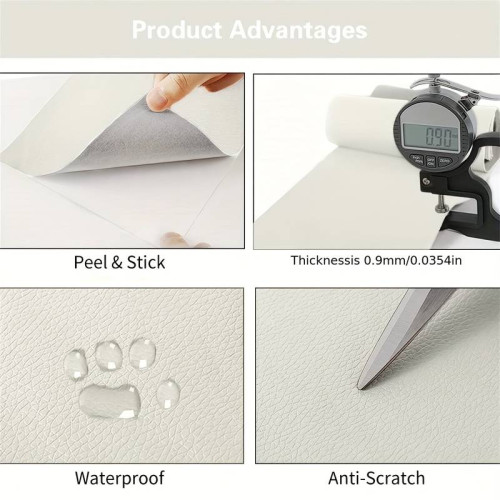 Adhesive leather White - 2