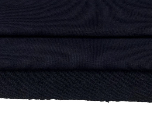 Three-thread terry knitted fabric Dark blue