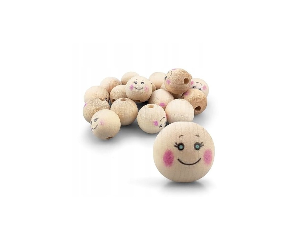 Wood beads Face 20 mm 40 g - 1