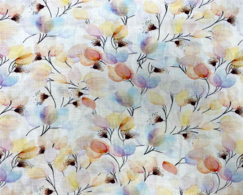 Viscose cloth with linen Pastel flowers - 1