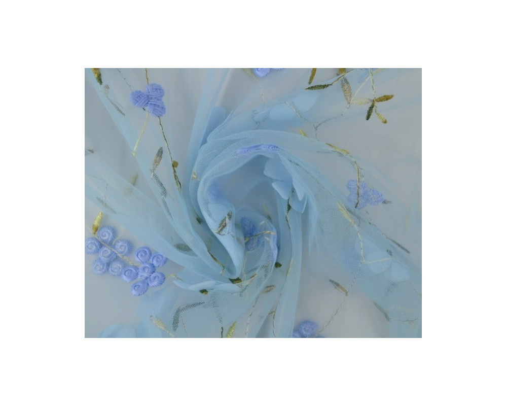 Stitched flower head Blue - 1