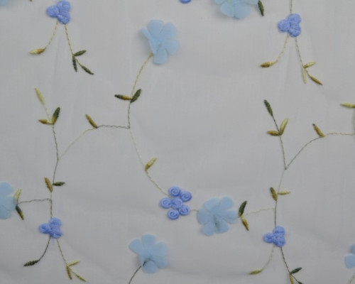 Stitched flower head Blue - 1