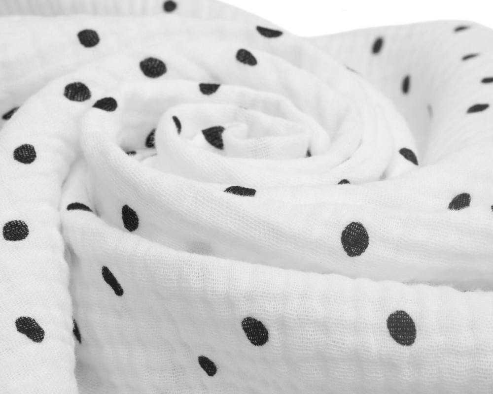 Muslin Black dots in white - 1