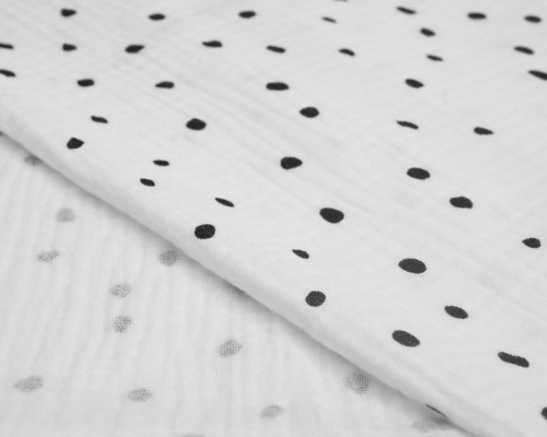 Muslin Black dots in white - 1