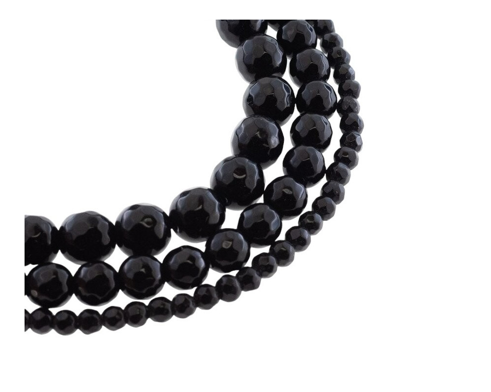 Stone beads in black 3 sizes - 1