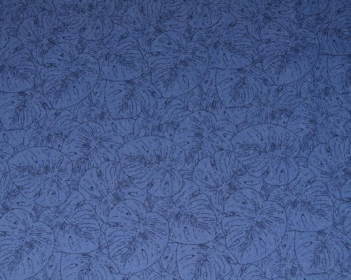 Flat jeans fabric Black leaf - 1