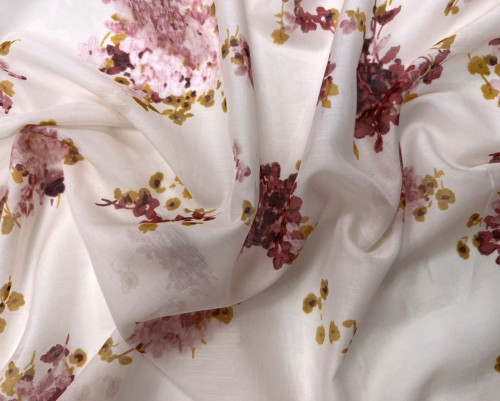 Silk with cotton Floral flowers in pink