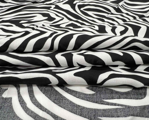 Viscose fabric Black and white - 1